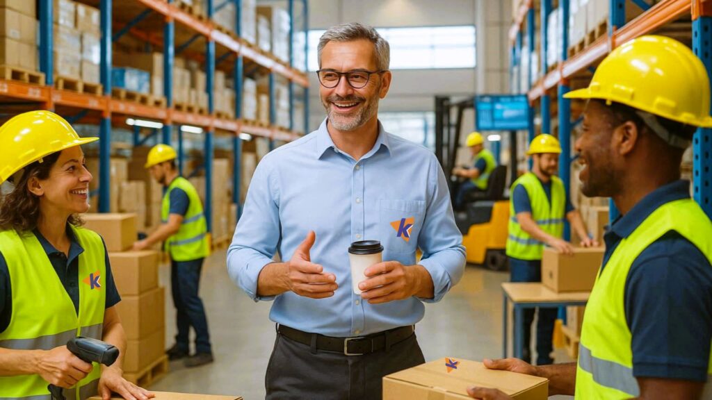 Warehouse manager and their staffs are happy