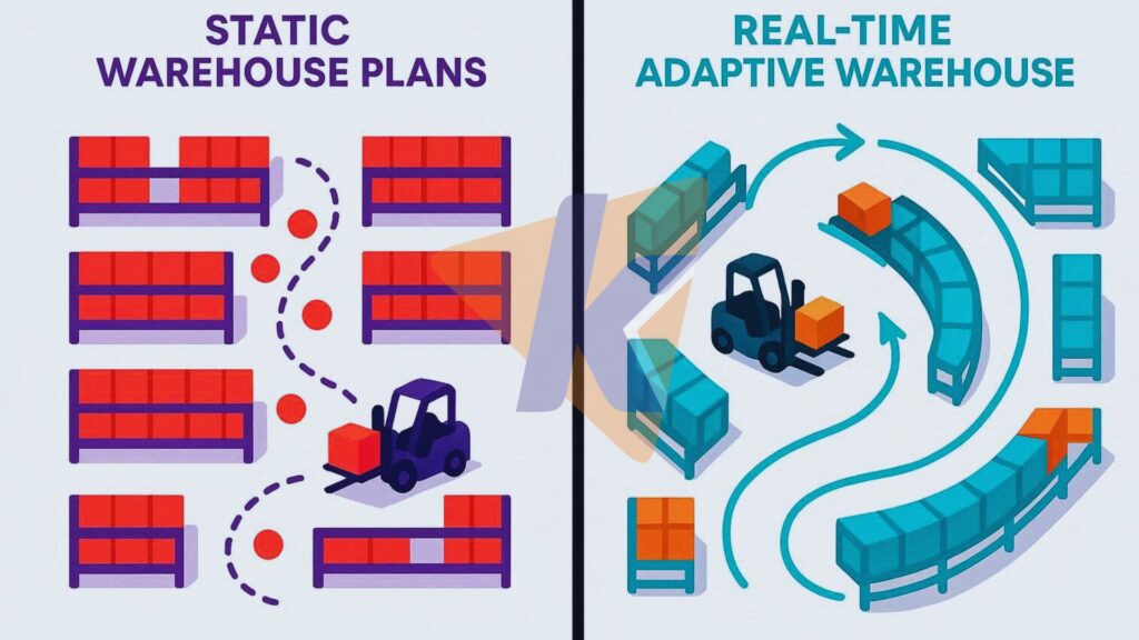 static warehouse plans vs real time adaptive warehouse