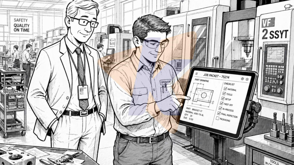Supervisor demonstrates digital job system